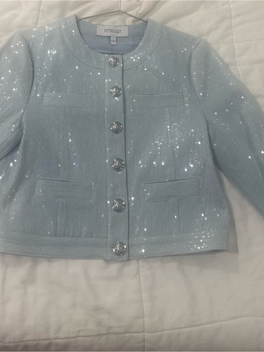 10 Crosby Derek Lam Light Blue Sequin Jacket